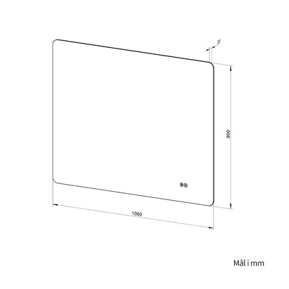Rektangulært Spejl med LED-lys og Antidug 100x80 cm
