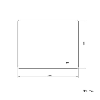 Rektangulært Spejl med LED-lys og Antidug 100x80 cm