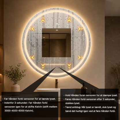 Rundt Spejl med Frontlight LED-lys og Antidug Ø90 cm