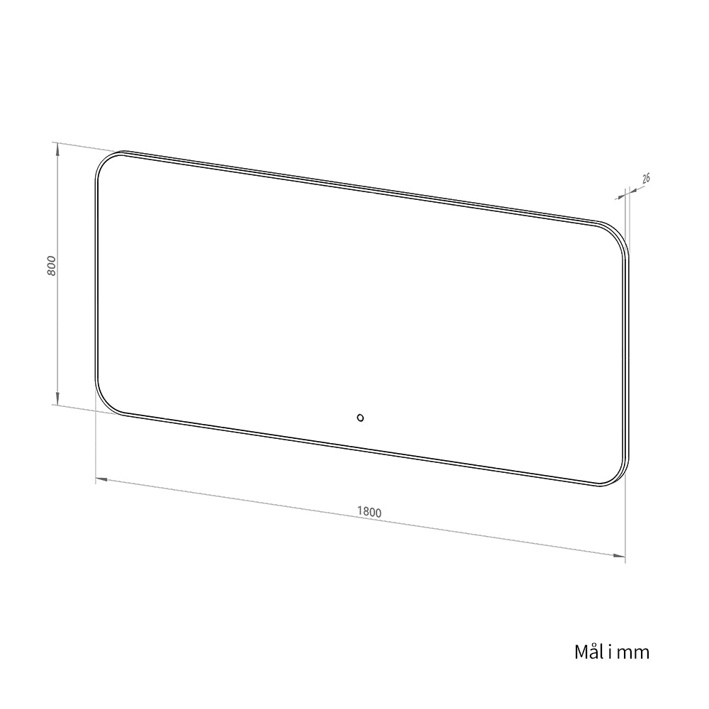 Rektangulært Spejl med LED-lys 180x80 cm - Sort ramme