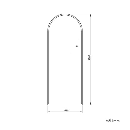 Helfigur Spejl med LED-lys 65x170 cm, buet top
