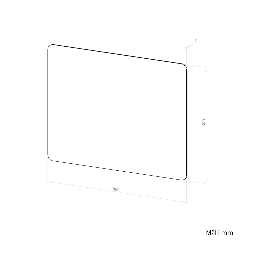 Rektangulært Spejl 80x60 cm