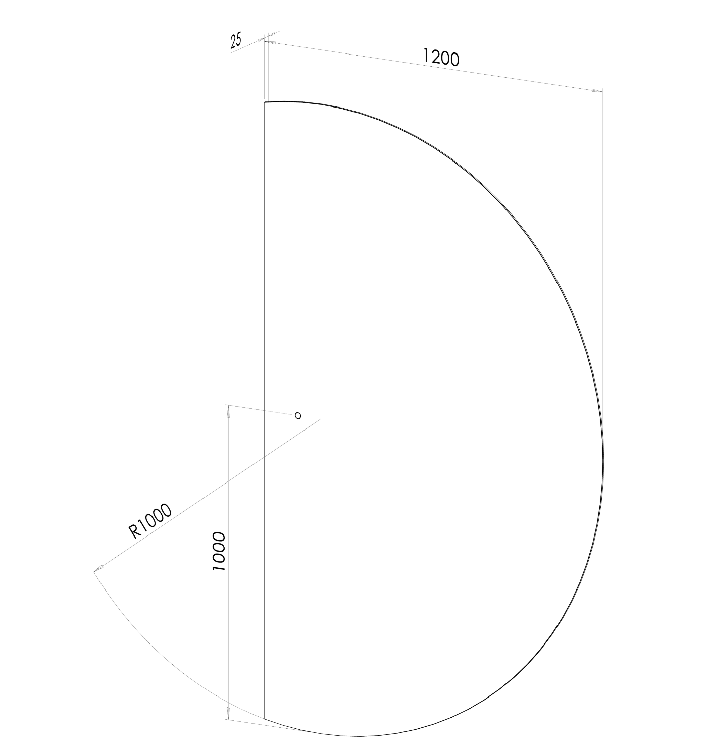 Halvcirkel helfigur spejl 120x200 cm med led lys