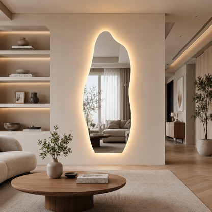 Organisk Helfigur spejl med LED-lys til Væg 60x165 cm