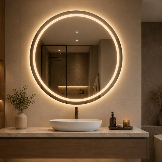 Rundt Spejl med Frontlight LED-lys og Antidug Ø90 cm