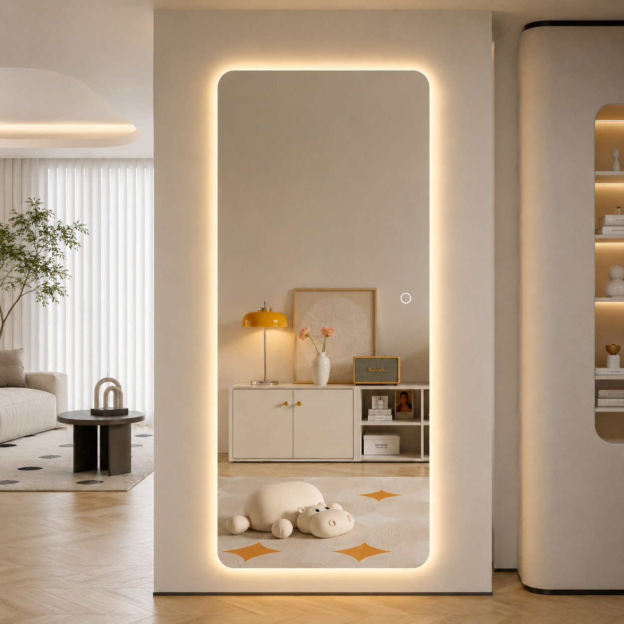 Helfigur Spejl med LED-lys 70x170 cm