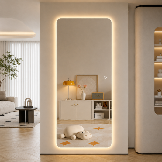 Helfigur Spejl med LED-lys 70x170 cm