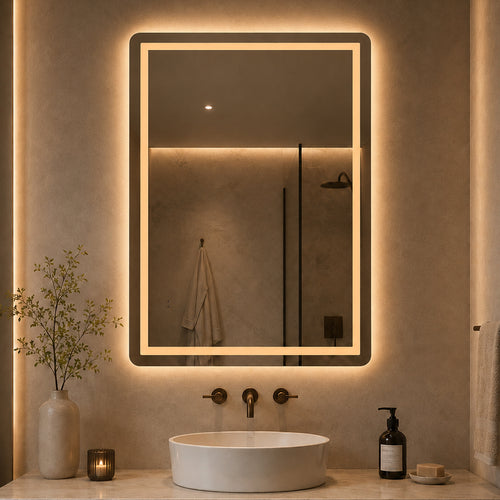 Firkantet Spejl med Frontlight LED-lys og Antidug 60x80 cm