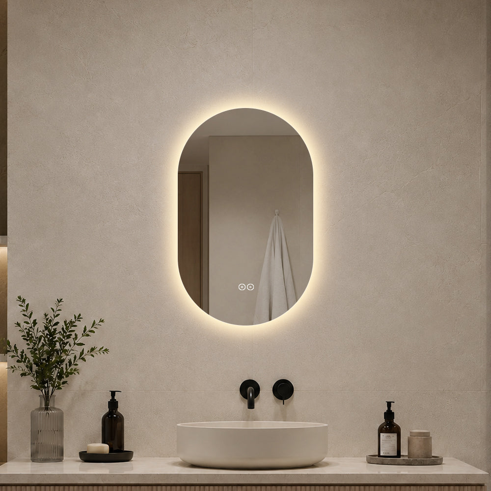 Ovalt Spejl med LED-lys og Antidug 50x80 cm