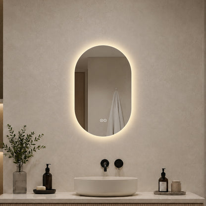 Ovalt Spejl med LED-lys og Antidug 50x80 cm