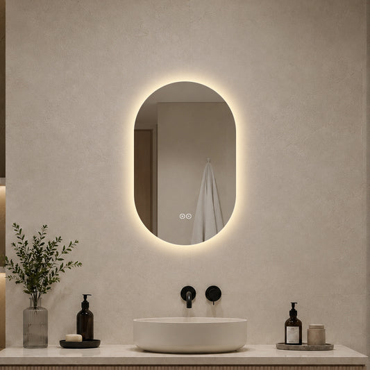 Ovalt Spejl med LED-lys og Antidug 50x80 cm